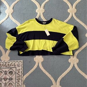By Together Striped Lime and Navy Long Sleeve Rugby Shirt Size L